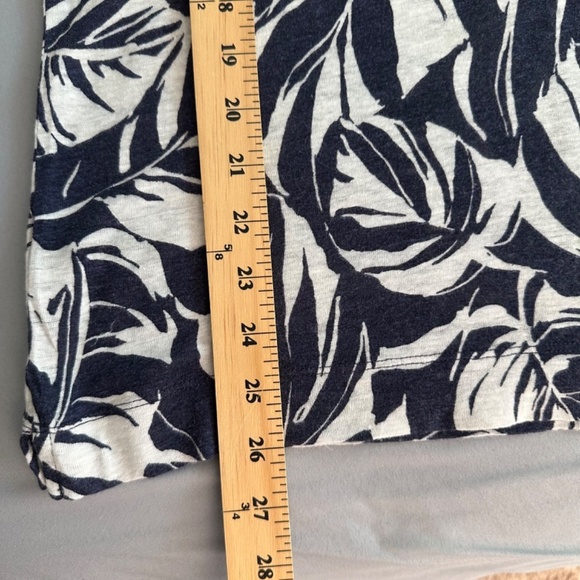 Ann Taylor Top Linen Womens L Large Short Sleeve Floral Summer Coastal Beach - Picture 7 of 11